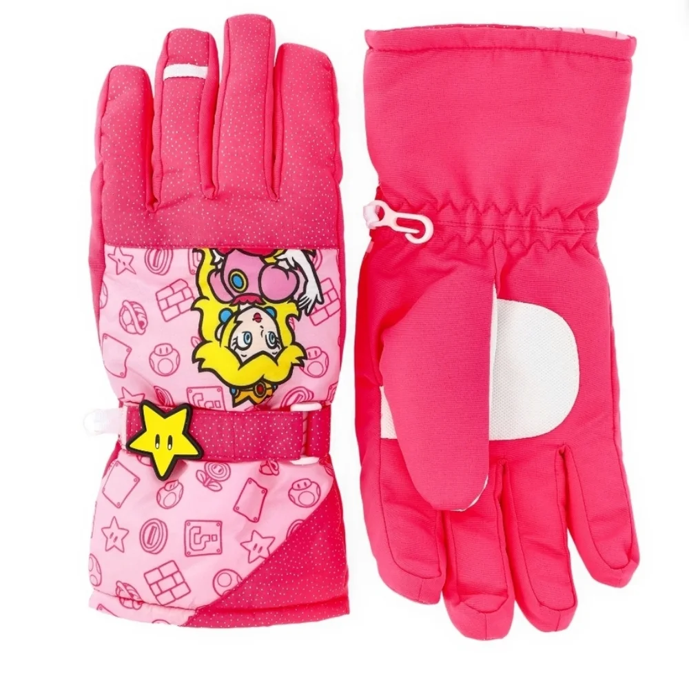 Super Mario Princess Peach Girls Ski Gloves,